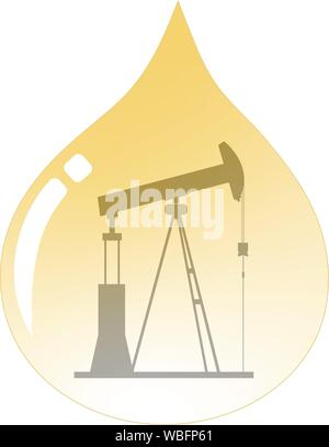 Il logo di energia goccia di olio con perforazione terra oil rig all'interno Illustrazione Vettoriale
