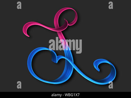 Lettera maiuscola S elegante lettering 3d illustrazione Foto Stock
