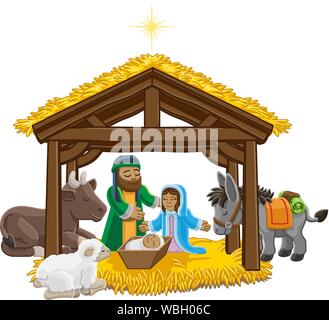 Presepe Cartoon Illustrazione Vettoriale