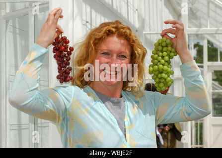 TV giardiniere Charlie Dimmock è raffigurato al Culzean Castle vicino a Ayr oggi, Venerdì 8/6/01 dove lei stava aprendo il recentemente ristrutturato azienda vitivinicola e Dolphin House. La 218ft lungo vigneti vittoriano è stato ristrutturato ad un costo di £ 362 000. Foto Stock