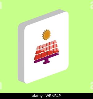 Energia solare semplice icona vettore. Immagine che mostra il simbolo del modello di progettazione per il web mobile elemento di interfaccia utente. Colori perfetti pittogramma isometrica su 3d quadrato bianco. Illustrazione Vettoriale