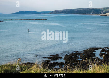 Borth,Beach,Borth Beach,village,holiday,mare,resort,Nord,d,Aberystwyth,Cardigan Bay,Ceredigion,a,sunny,Bank Holiday,weekend,Agosto,l'estate,Galles Foto Stock