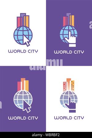 Città del mondo emblema Illustrazione Vettoriale