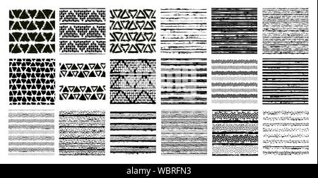 Dipinto di pattern. Seamless sfondi spazzola di punti e strisce Illustrazione Vettoriale