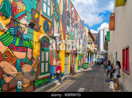 Murali sulle Haji Lane in Kampong Glam distretto, città di Singapore, Singapore Foto Stock