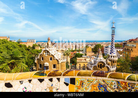 Parco Guell colori in Barcellona, Spagna. Foto Stock