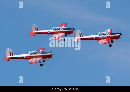 Red passeri display team di de Havilland DHC-1 Scoiattolo striado piani di formazione presso i bambini hanno bisogno di poca aria Gransden & Car Show, airshow UK. Foto Stock