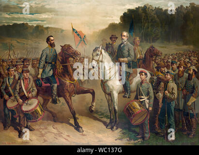 Ultimo incontro tra il generale Robert E. Lee e il generale Stonewall Jackson, 1863, litografia, J.G. Fay, artista, 1877 Foto Stock