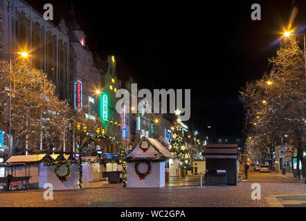 Holiday decorazioni di piazza Venceslao a Praga. Repubblica ceca Foto Stock