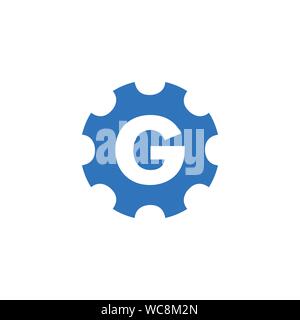 Lettera G ingegnere marcia Logo Design elemento di modello. Stock illustrazione vettoriale su sfondo bianco. Illustrazione Vettoriale