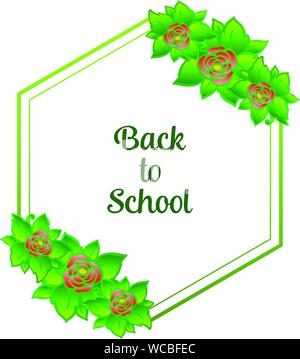 Si torna a scuola di sfondo, moderno luogo per il vostro testo, con semplice foglia flower frame. Vettore Illustrazione Vettoriale