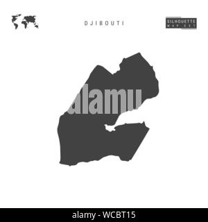 Gibuti vettore vuoto mappa isolati su sfondo bianco. High-Detailed silhouette nera Mappa di Gibuti. Illustrazione Vettoriale