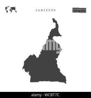 Camerun vuoto mappa vettore isolato su sfondo bianco. High-Detailed silhouette nera Mappa del Camerun. Illustrazione Vettoriale