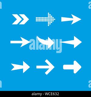 Icona a forma di freccia set. Illustrazione Vettoriale, design piatto. Illustrazione Vettoriale