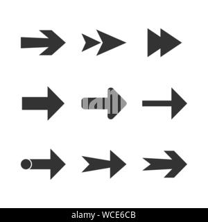 Icona a forma di freccia set. Illustrazione Vettoriale, design piatto. Illustrazione Vettoriale