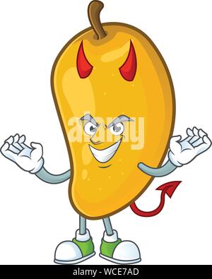 Il carattere del diavolo mango fruit con mascotte cartoon Illustrazione Vettoriale