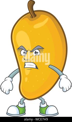 Urlo cartoon di carattere di mango su uno sfondo bianco. Illustrazione Vettoriale