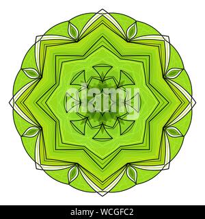 Verde ad otto punte mandala Illustrazione Vettoriale