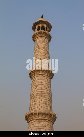 Dettaglio di intricati minareti al Taj Mahal, Agra, Uttar Pradesh, India, Asia centrale Foto Stock