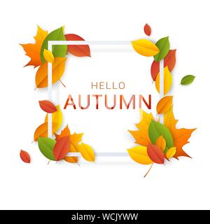 Design d'autunno. Telaio con foglie di autunno per il biglietto di auguri o un banner, volantini. Illustrazione Vettoriale Illustrazione Vettoriale