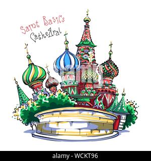 Cattedrale di Vasily Beata, Mosca, Russia Illustrazione Vettoriale