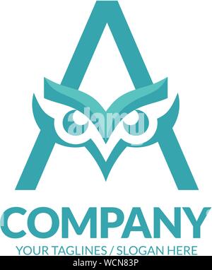 Creative lettera iniziale di un gufo e il logo di testa concetto elemento vettore Illustrazione Vettoriale
