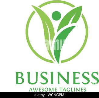 Semplice foglia verde ecologia per fitness salute vettore logo Illustrazione Vettoriale
