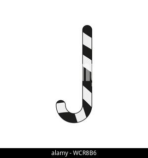 Il natale della canna da zucchero candito. Stick isolato. Decorazione zucchero lecca-lecca. Holiday sfondo nero. Illustrazione del fumetto. Striping noel tradizionale dessert Illustrazione Vettoriale