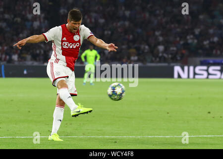 28 agosto 2019 Amsterdam, Paesi Bassi Calcio, Champions League Play-Off Ajax v Apoel Nicosia 28-08-2019: Voetbal: AJAX v APOEL Nicosia: Amsterdam L-R: Klaas-Jan Huntelaar of Ajax Foto Stock