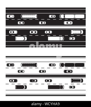 Autostrada con diversi tipi di veicoli stradali - illustrazione vettoriale Illustrazione Vettoriale