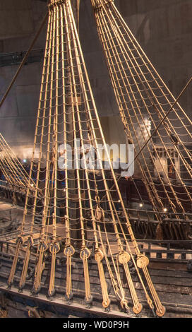 Rigging del Vasa, svedese nave di legno affondata sul suo viaggio inaugurale Foto Stock