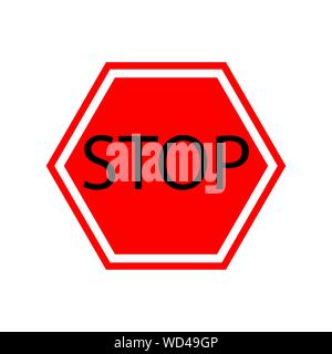 Stop rosso isolato su sfondo bianco. Regolamentazione del traffico avvertenza simbolo di arresto. Illustrazione vettoriale EPS10. Illustrazione Vettoriale