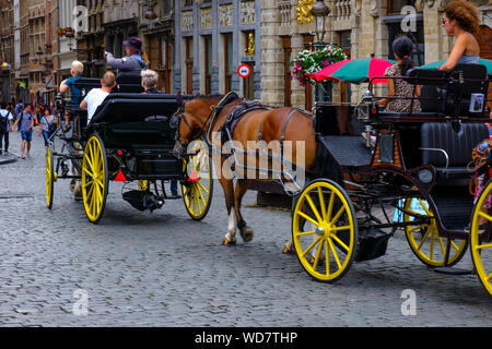 Carrozza a cavallo tour di Bruxelles in Belgio Foto Stock