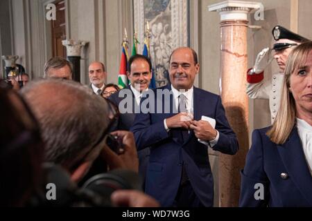 Roma, Italia. 28 Agosto, 2019. Governo Italiano crisi - il presidente del partito democratico, Nicola Zingaretti, entra il colloquio con il presidente della Repubblica Mattarella. (Foto di Claudio Sisto/Pacific Stampa) Credito: Pacific Press Agency/Alamy Live News Foto Stock