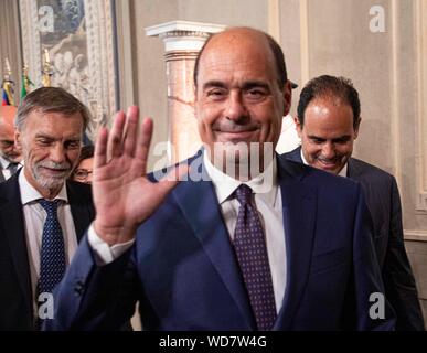 Roma, Italia. 28 Agosto, 2019. Governo Italiano crisi - il presidente del partito democratico, Nicola Zingaretti, entra il colloquio con il presidente della Repubblica Mattarella. (Foto di Claudio Sisto/Pacific Stampa) Credito: Pacific Press Agency/Alamy Live News Foto Stock