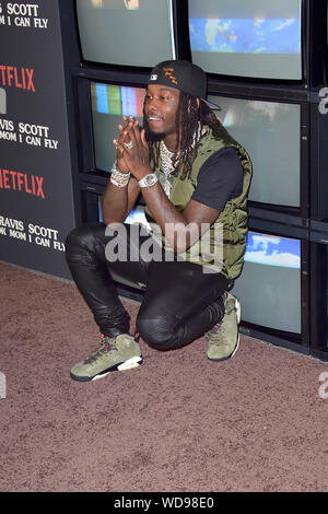 Lo spostamento alla premiere del documentario di Netflix 'Travis Scott: Guarda mamma posso volare' a Barker Hangar. Santa Monica, 27.08.2019 | Utilizzo di tutto il mondo Foto Stock