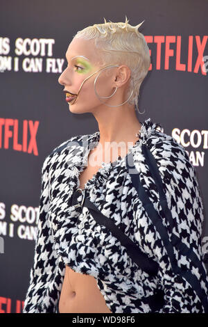 Jazzelle Zanaughttis alla premiere del documentario di Netflix 'Travis Scott: Guarda mamma posso volare' al Barker hangar. Santa Monica, 27.08.2019 | Utilizzo di tutto il mondo Foto Stock