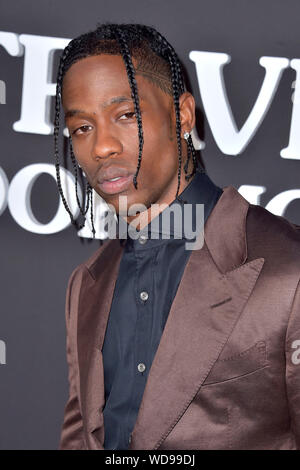 Santa Monica, Stati Uniti d'America. Il 27 agosto, 2019. Travis Scott alla premiere del documentario di Netflix 'Travis Scott: Guarda mamma posso volare' al Barker hangar. Santa Monica, 27.08.2019 | Utilizzo di credito in tutto il mondo: dpa/Alamy Live News Foto Stock