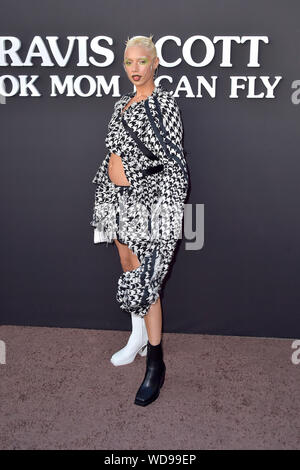 Jazzelle Zanaughttis alla premiere del documentario di Netflix 'Travis Scott: Guarda mamma posso volare' al Barker hangar. Santa Monica, 27.08.2019 | Utilizzo di tutto il mondo Foto Stock