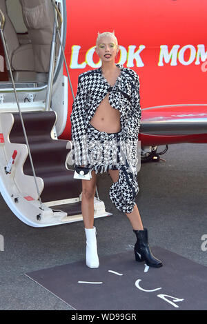 Jazzelle Zanaughttis alla premiere del documentario di Netflix 'Travis Scott: Guarda mamma posso volare' al Barker hangar. Santa Monica, 27.08.2019 | Utilizzo di tutto il mondo Foto Stock