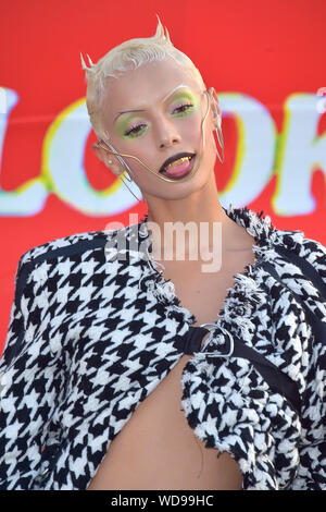 Jazzelle Zanaughttis alla premiere del documentario di Netflix 'Travis Scott: Guarda mamma posso volare' al Barker hangar. Santa Monica, 27.08.2019 | Utilizzo di tutto il mondo Foto Stock