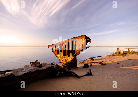 HMQS naufragio sulle coste della penisola di Redcliffe Queensland Australia Foto Stock