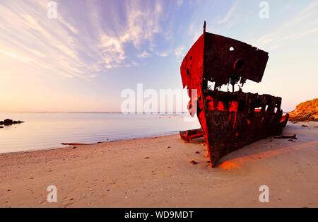 HMQS naufragio sulle coste della penisola di Redcliffe Queensland Australia Foto Stock