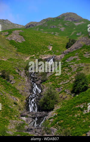 Sourmilk Gill dal percorso per il Wainwrights Tarn Crag & Blea Rigg in Easedale, Grasmere, Parco Nazionale del Distretto dei Laghi, Cumbria, Inghilterra, Regno Unito. Foto Stock