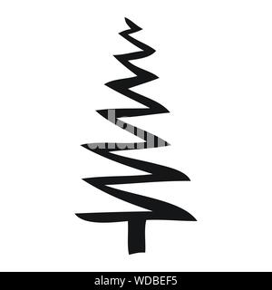 Bianco e nero albero isolato silhouette con sfondo bianco Illustrazione Vettoriale