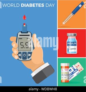 La Giornata mondiale del diabete Concept Illustrazione Vettoriale