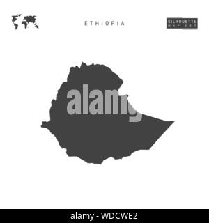 Etiopia vuoto mappa vettore isolato su sfondo bianco. High-Detailed silhouette nera Mappa di Etiopia. Illustrazione Vettoriale