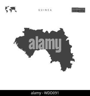 Guinea vettore vuoto mappa isolati su sfondo bianco. High-Detailed silhouette nera Mappa di Guinea. Illustrazione Vettoriale