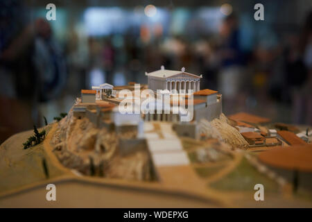 Modello dell'Acropoli in mostra al museo di Acropoli di Atene Foto Stock