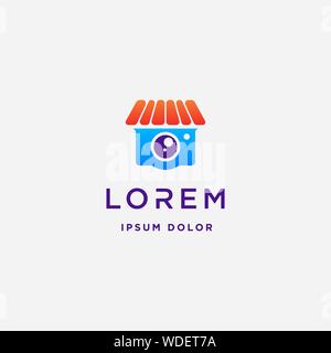Fotocamera Logo Shop template vettoriale simbolo di Design Illustrazione Vettoriale